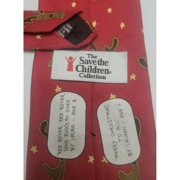 The Save The Children Collection Mens Neck Tie Santa Reindeers Flying 100% Silk - Picture 3 of 3